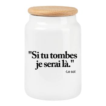 Si tu tombes je serai là - Boîte à biscuits avec couvercle en bois - blanc - Devant