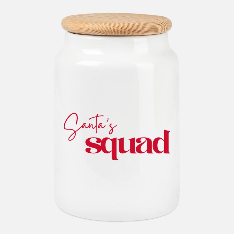 Santa Squad Logo  - Keksdose mit Holzdeckel - Weiß