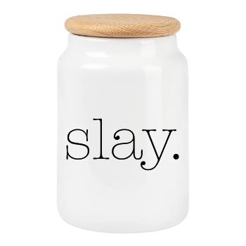 slay - Cookie Jar with Wooden Lid - white - Front