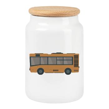 Bus de ville - Boîte à biscuits avec couvercle en bois - blanc - Devant