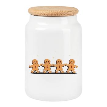 Gingerbread Quartet Holiday Charm - Keksdose mit Holzdeckel - Weiß - Vorne