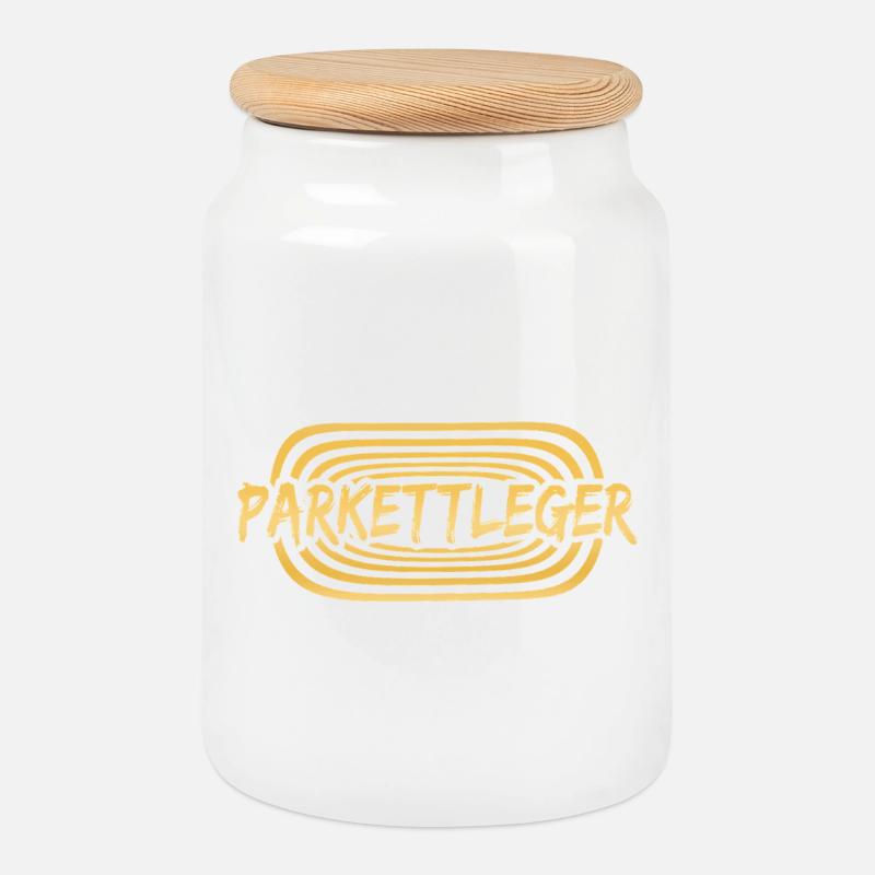 Work Parquet Layer - Cookie Jar with Wooden Lid - white