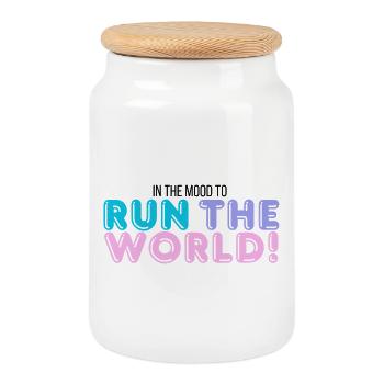 I run the world - Cookie Jar with Wooden Lid - white - Front
