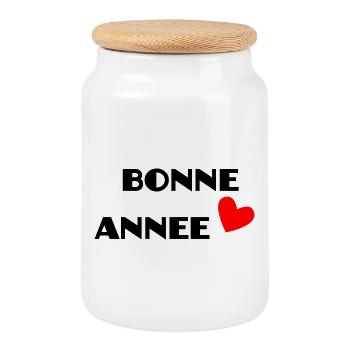 BONNE ANNEE. SAINT SYLVESTRE. MEILLEURS VOEUX - Boîte à biscuits avec couvercle en bois - blanc - Devant