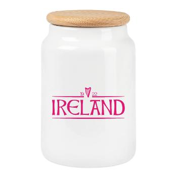 Irlande - Irlande - Irlandais - Irlandais - Harpe - Boîte à biscuits avec couvercle en bois - blanc - Devant