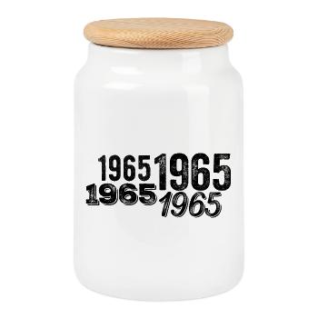 1965 - Cookie Jar with Wooden Lid - white - Front