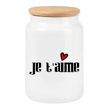 ICH LIEBE DICH. LIEBE DICH. WEIHNACHTEN. FROHE WEIHNACHTEN. TANNE. - Keksdose mit Holzdeckel - Weiß - Vorne