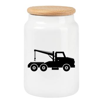 Abschleppwagen - Keksdose mit Holzdeckel - Weiß - Vorne