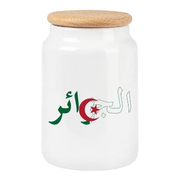 Drapeau Algérie - Boîte à biscuits avec couvercle en bois - blanc - Devant