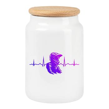 Motocross Power Motocross Design - Cookie Jar with Wooden Lid - white - Front