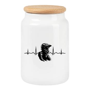 Coole Motocross Inspiration - Keksdose mit Holzdeckel - Weiß - Vorne