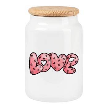Lettrage LOVE – design cœur & amour - Boîte à biscuits avec couvercle en bois - blanc - Devant