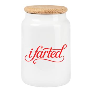 I farted - Funny Gen Alpha Logo - Cookie Jar with Wooden Lid - white - Front