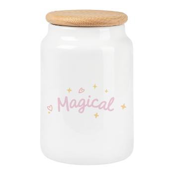 Pastel Magic and Sparkles - Cookie Jar with Wooden Lid - white - Front
