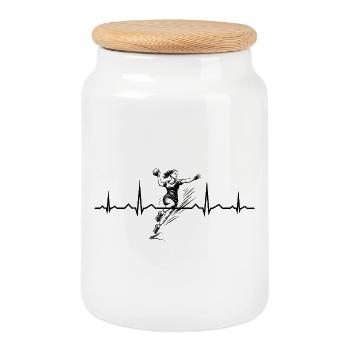 A motif only for handball for women - Cookie Jar with Wooden Lid - white - Front