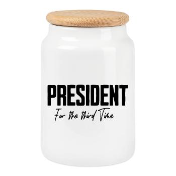 President for the third time in the USA - Cookie Jar with Wooden Lid - white - Front