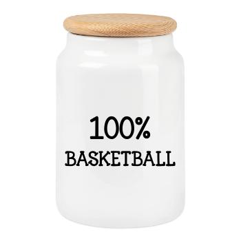 100% basketball – energy passion court - Cookie Jar with Wooden Lid - white - Front