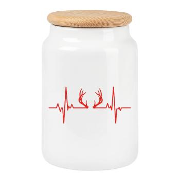 Hunting Heartbeat - Cookie Jar with Wooden Lid - white - Front