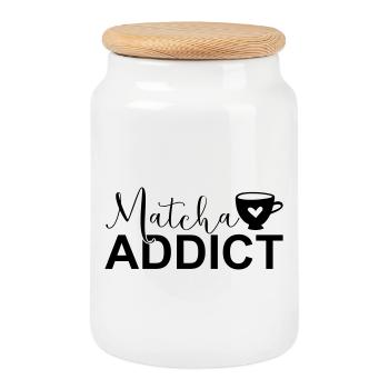 Matcha Addict SVG – Matcha Lover Design - Keksdose mit Holzdeckel - Weiß - Vorne