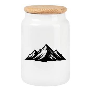 Mountains symbolism - Cookie Jar with Wooden Lid - white - Front