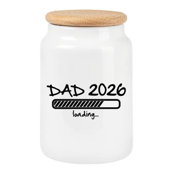 Dad 2026 invites - pregnancy baby dad to be - Cookie Jar with Wooden Lid - white - Front