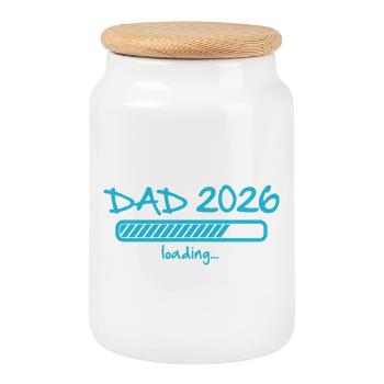 Dad 2026 invites pregnancy announcement baby - Cookie Jar with Wooden Lid - white - Front