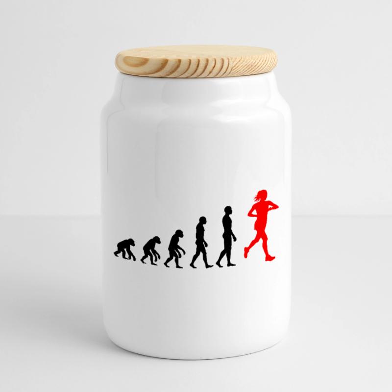 EVOLUTION RUNNERIN PUISSANCE ! AJUSTEMENT DE COUREUR DE JOGGING Boîte à biscuits avec couvercle en bois