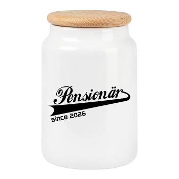 Pensioner 2026 Retirement Retirement Shirt, Jacket, Mug - Cookie Jar with Wooden Lid - white - Front