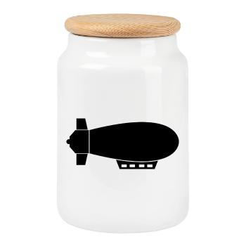 Airship - Cookie Jar with Wooden Lid - white - Front