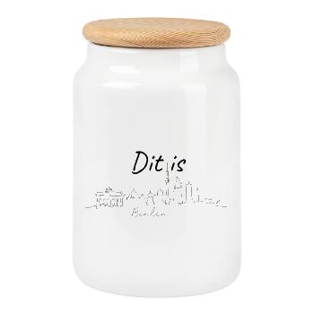DIT IS BERLIN – SILHOUETTE DE BERLIN, CAPITALE - Boîte à biscuits avec couvercle en bois - blanc - Devant