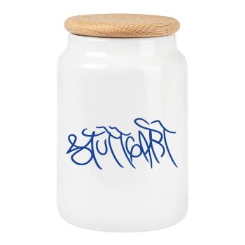 Geschenk für echte Stuttgarter*innen - Keksdose mit Holzdeckel - Weiß - Vorne