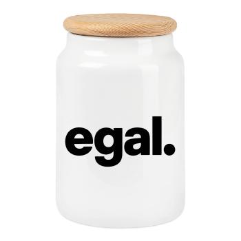 egal. Minimal Deutsches Meme T-Shirt - Keksdose mit Holzdeckel - Weiß - Vorne