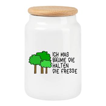 J’aime les arbres qui gardent la bouche fermée - Boîte à biscuits avec couvercle en bois - blanc - Devant