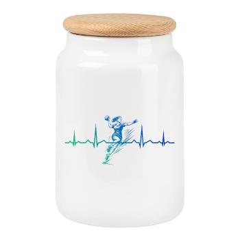 Handball Vibes for Handball for Women - Cookie Jar with Wooden Lid - white - Front