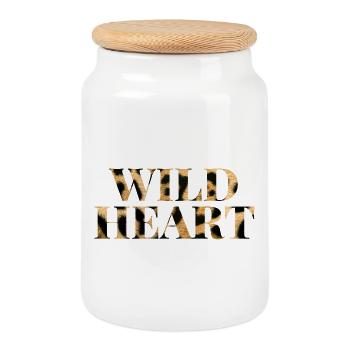Chemise à imprimé léopard Wild Heart - Boîte à biscuits avec couvercle en bois - blanc - Devant