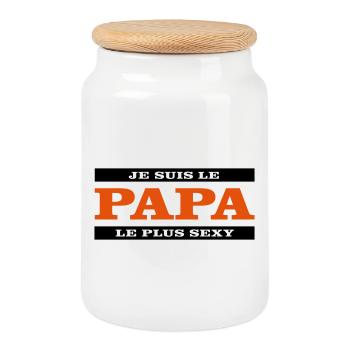 Je suis le papa le plus sexy - Boîte à biscuits avec couvercle en bois - blanc - Devant