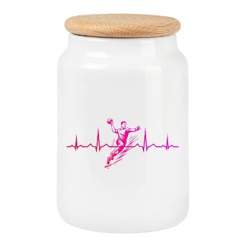 Handball Love to Wear pour les hommes - Boîte à biscuits avec couvercle en bois - blanc - Devant