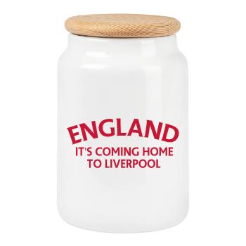England It's Coming Home to Liverpool - Cookie Jar with Wooden Lid - white - Front