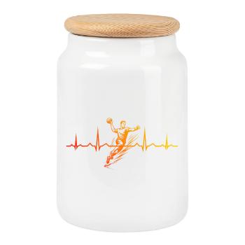 Message clair de handball pour hommes - Boîte à biscuits avec couvercle en bois - blanc - Devant