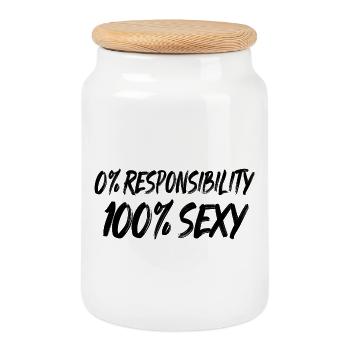 100% Sexy Typo Statement - Cookie Jar with Wooden Lid - white - Front