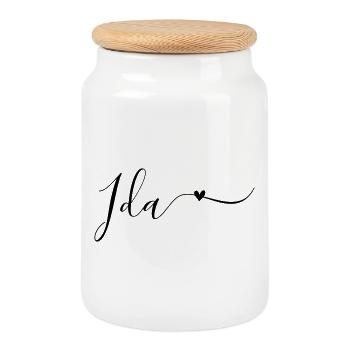 Ida Prénom Décoratif - Boîte à biscuits avec couvercle en bois - blanc - Devant