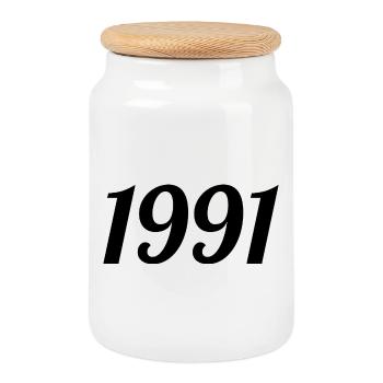 1991 - Boîte à biscuits avec couvercle en bois - blanc - Devant