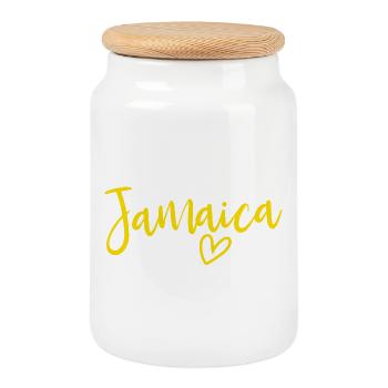 Jamaïque Heart Women’s Love Jamaïque - Boîte à biscuits avec couvercle en bois - blanc - Devant