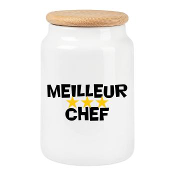 Best Chef - Cookie Jar with Wooden Lid - white - Front