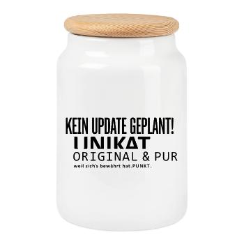 No update planned! - Cookie Jar with Wooden Lid - white - Front