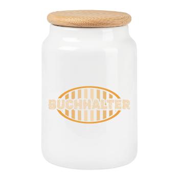 Buchhalter - Keksdose mit Holzdeckel - Weiß - Vorne