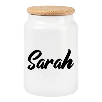 sarah_name - Boîte à biscuits avec couvercle en bois - blanc - Devant