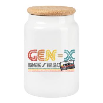 Génération X Génération X Couleurs rétro 1965-1980 - Boîte à biscuits avec couvercle en bois - blanc - Devant