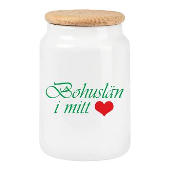 Bohuslän in my heart - Cookie Jar with Wooden Lid - white - Front