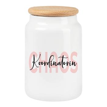 Maman Coordinateur du Chaos - Boîte à biscuits avec couvercle en bois - blanc - Devant